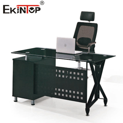 โต๊ะทำงานโครงโลหะกระจกนิรภัย Morden Office Workstation Fruniture