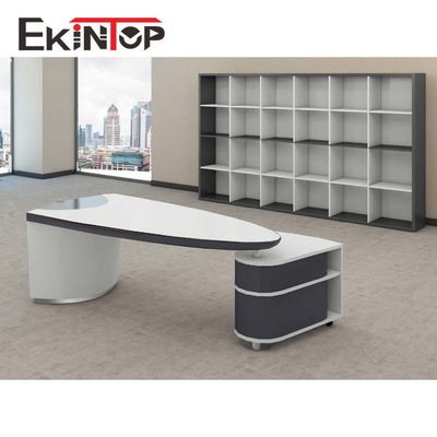 สำนักงานworks میز اجرایی شیشه ای مدرن MDF พื้นผิวมันวาว SGS ได้รับการรับรอง