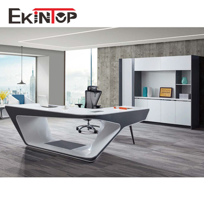 สำนักงานworks میز اجرایی شیشه ای مدرن MDF พื้นผิวมันวาว SGS ได้รับการรับรอง