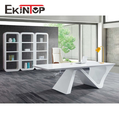 สำนักงานworks میز اجرایی شیشه ای مدرن MDF พื้นผิวมันวาว SGS ได้รับการรับรอง