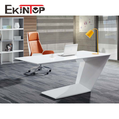 สำนักงานworks میز اجرایی شیشه ای مدرن MDF พื้นผิวมันวาว SGS ได้รับการรับรอง