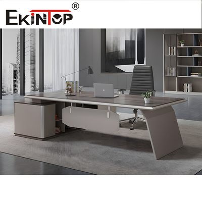 Matte Chrome Finish โต๊ะทำงานขนาดใหญ่ L Shaped Modern Style Desk