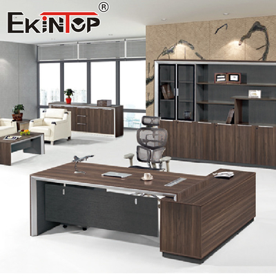 โต๊ะทำงานหรูหราทันสมัยโต๊ะไม้พร้อมลิ้นชัก CEO Boss Executive Office Table