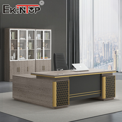 โต๊ะทำงานรูปตัว L กันน้ำผู้จัดการ Boss Office Furniture Solutions โต๊ะผู้บริหาร
