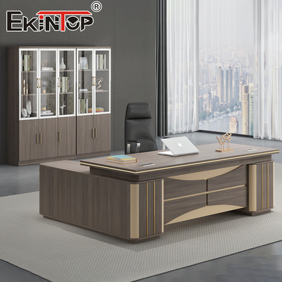 Commercial Manger CEO L Shape Office Desk ทนทาน ใช้งานได้ยาวนาน เหมาะกับการทำงาน