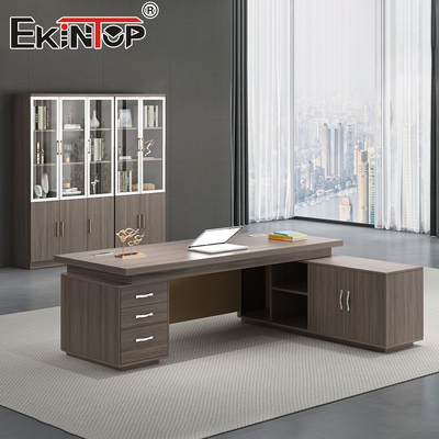 Commercial Manger CEO L Shape Office Desk ทนทาน ใช้งานได้ยาวนาน เหมาะกับการทำงาน