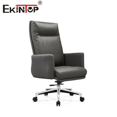 Pu ergonomic โรงงานเก้าอี้หนังที่มีรองหัวกระดูกสันหลังหมุน