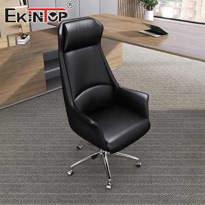 เก้าอี้สํานักงานผู้บริหารหนังดําแบบสั่งเอง พร้อมเก้าอี้การออกแบบแบบ ergonomic