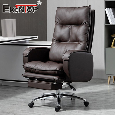 คุณภาพสูง Ergonomic Reclining หนังเก้าอี้สำนักงาน Home Office Desk เก้าอี้