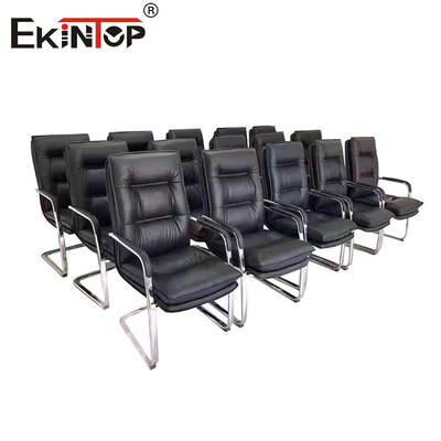 เก้าอี้สำนักงานหนังสีดำที่เหมาะกับการทำงานตามหลักสรีรศาสตร์ที่ทันสมัย ​​เก้าอี้สำนักงานคุณภาพ