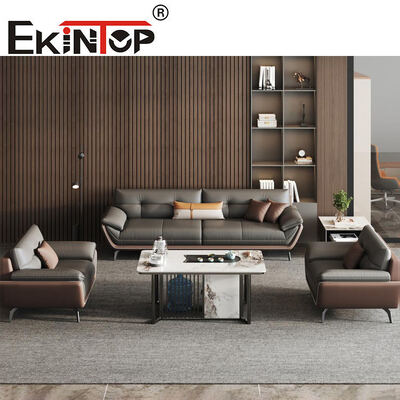 Ekintop ไม้ Modern Executive Designs สไตล์อิตาลีเฟอร์นิเจอร์สำนักงานหนังโซฟาชุด