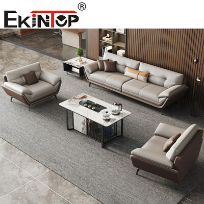 Ekintop ไม้ Modern Executive Designs สไตล์อิตาลีเฟอร์นิเจอร์สำนักงานหนังโซฟาชุด