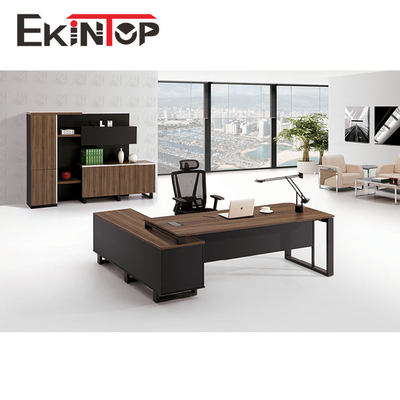 โต๊ะทำงานผู้บริหารไม้สีน้ำตาลดำสำหรับโฮมออฟฟิศโรงเรียน OEM ODM
