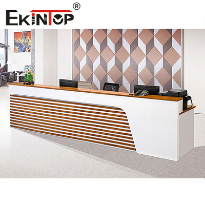Minimalist Modular Reception Table วัสดุไม้สนสำหรับงานสำนักงาน